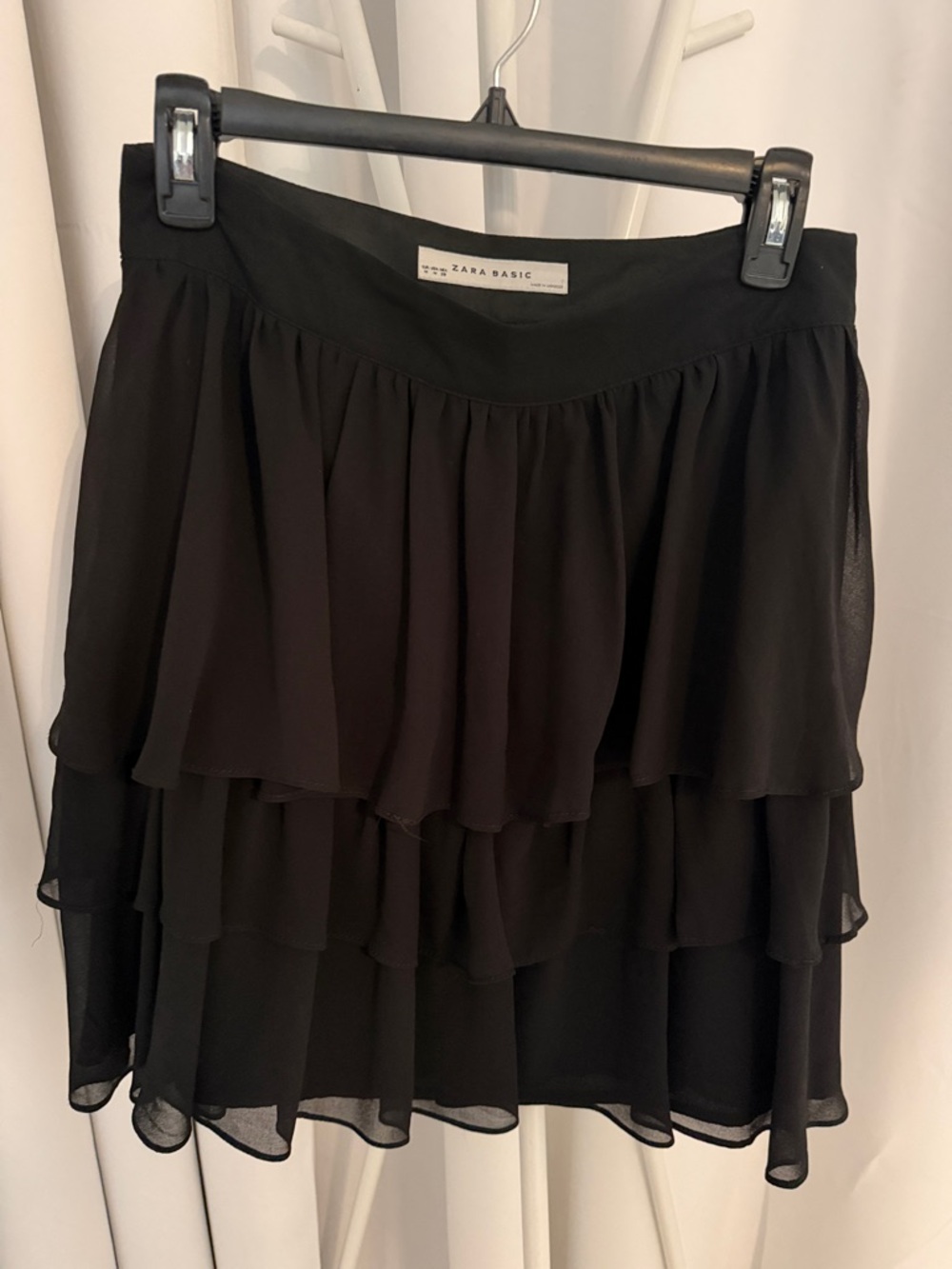 Zara Black Layered Chiffon Skater Skirt